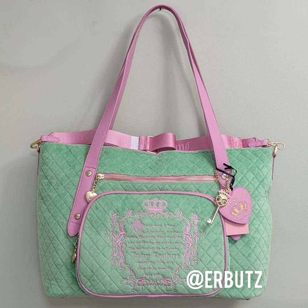 โSOLDโJuicy Couture Quilted Tale Weekender Tote, XL Bag w/ Crossbody Strap - Picture 3 of 17